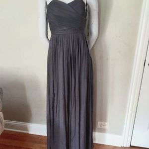 J.Crew Arabelle long silk chiffon strapless dress
